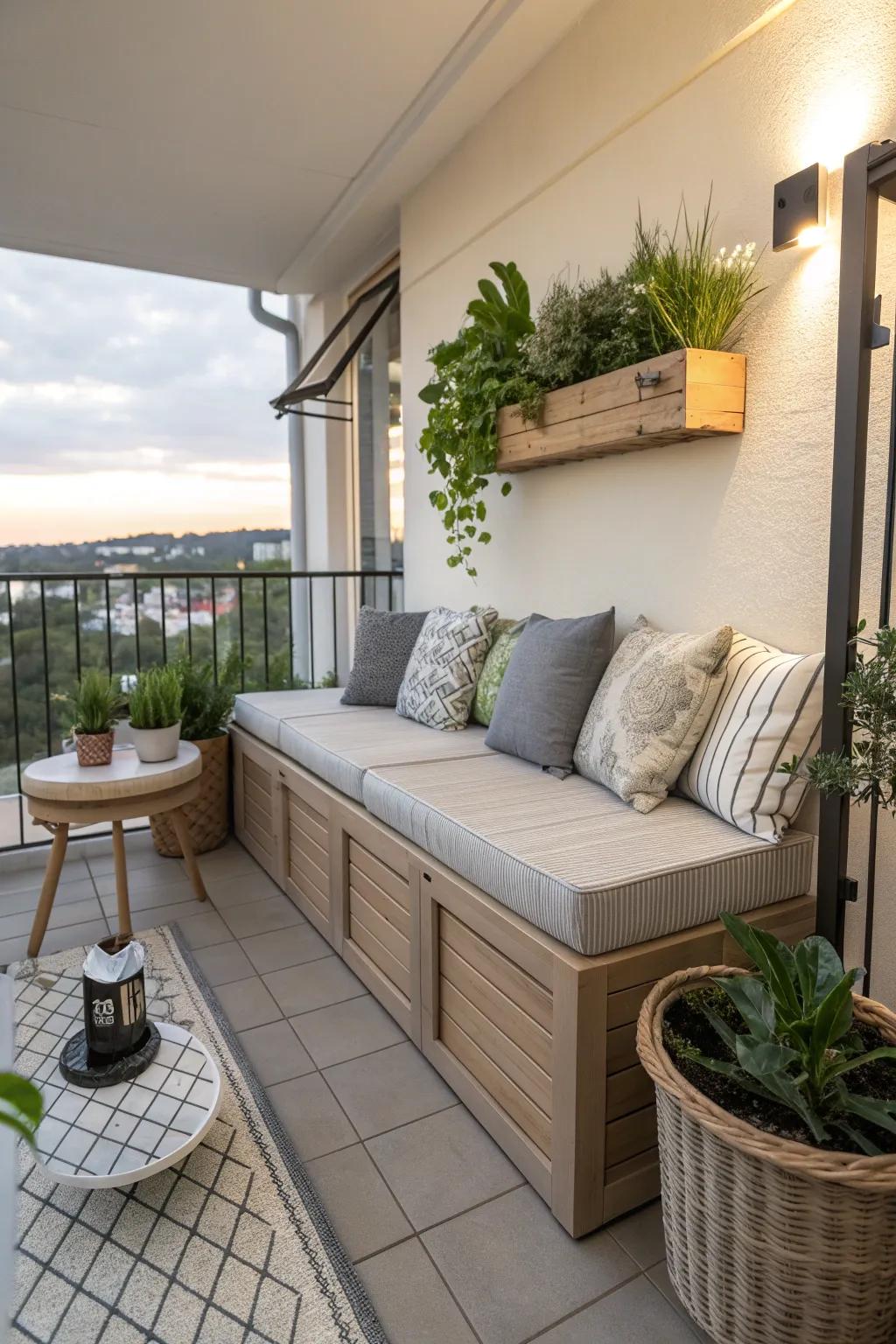 Smart use of space with multifunctional furniture.