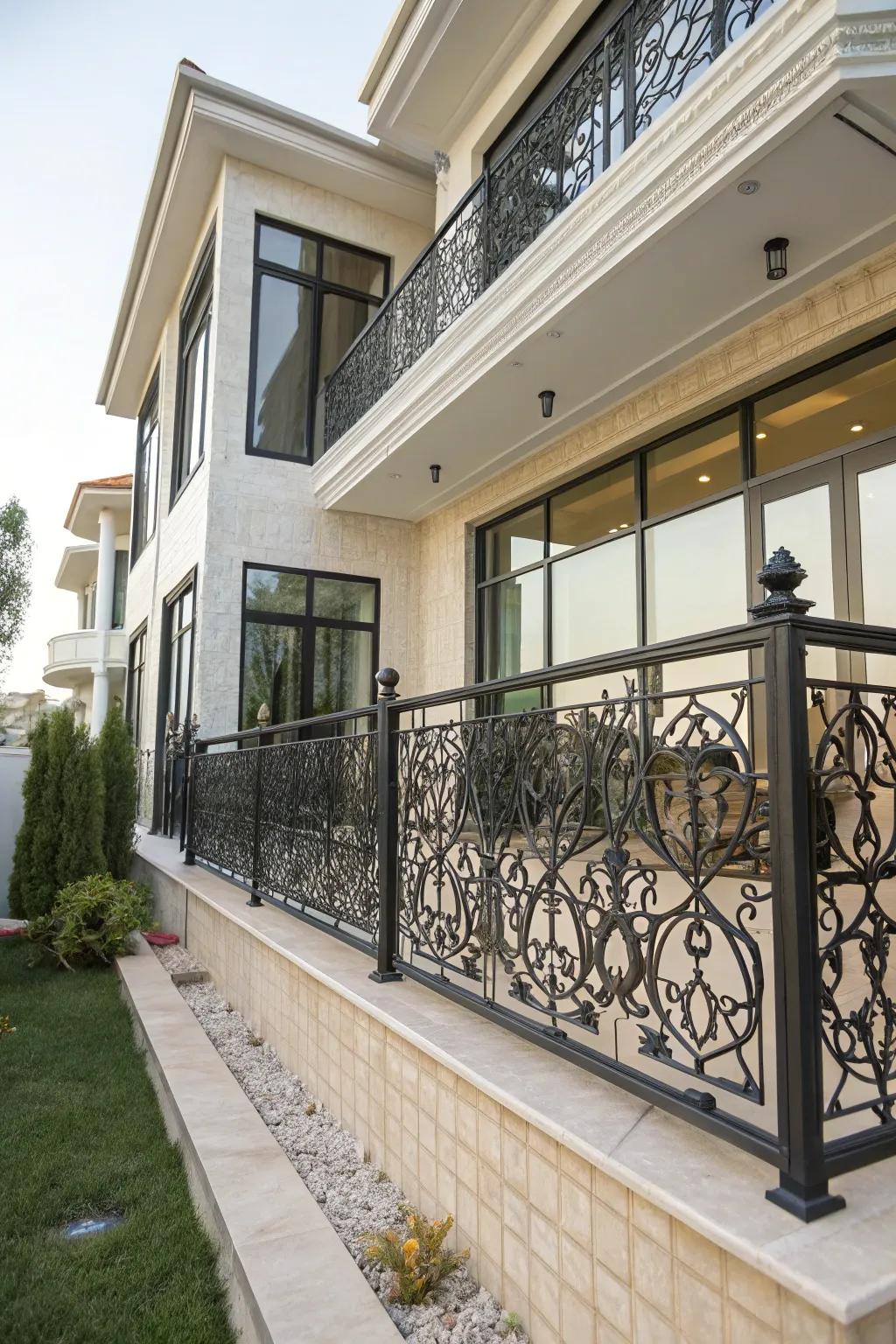Geometric patterns add artistic flair to your balcony.