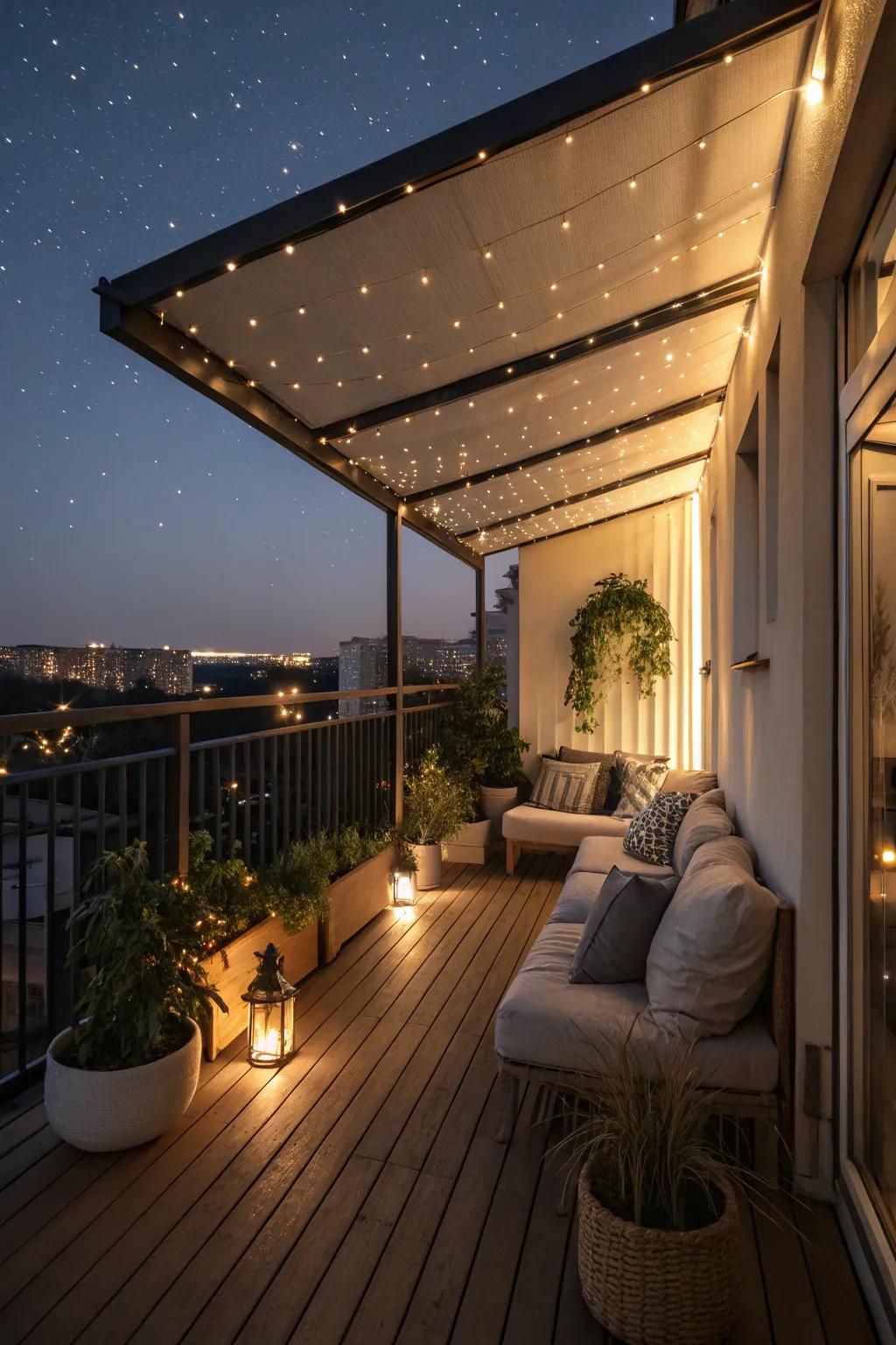 Integrated lighting sets a magical mood.