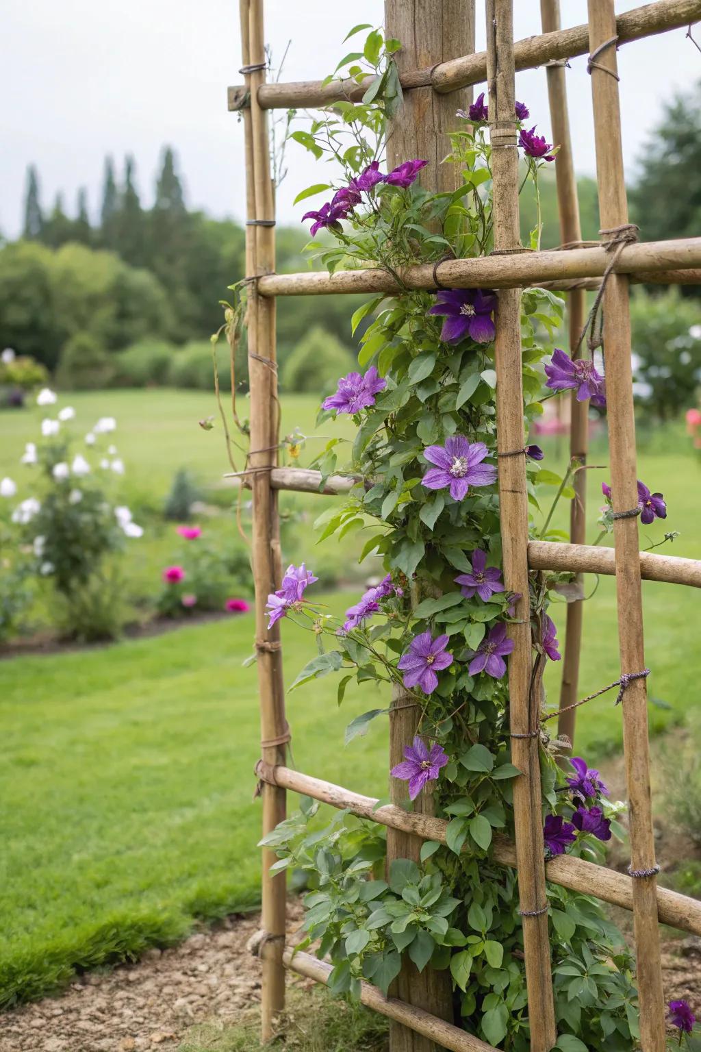 Craft your own unique bamboo trellis.