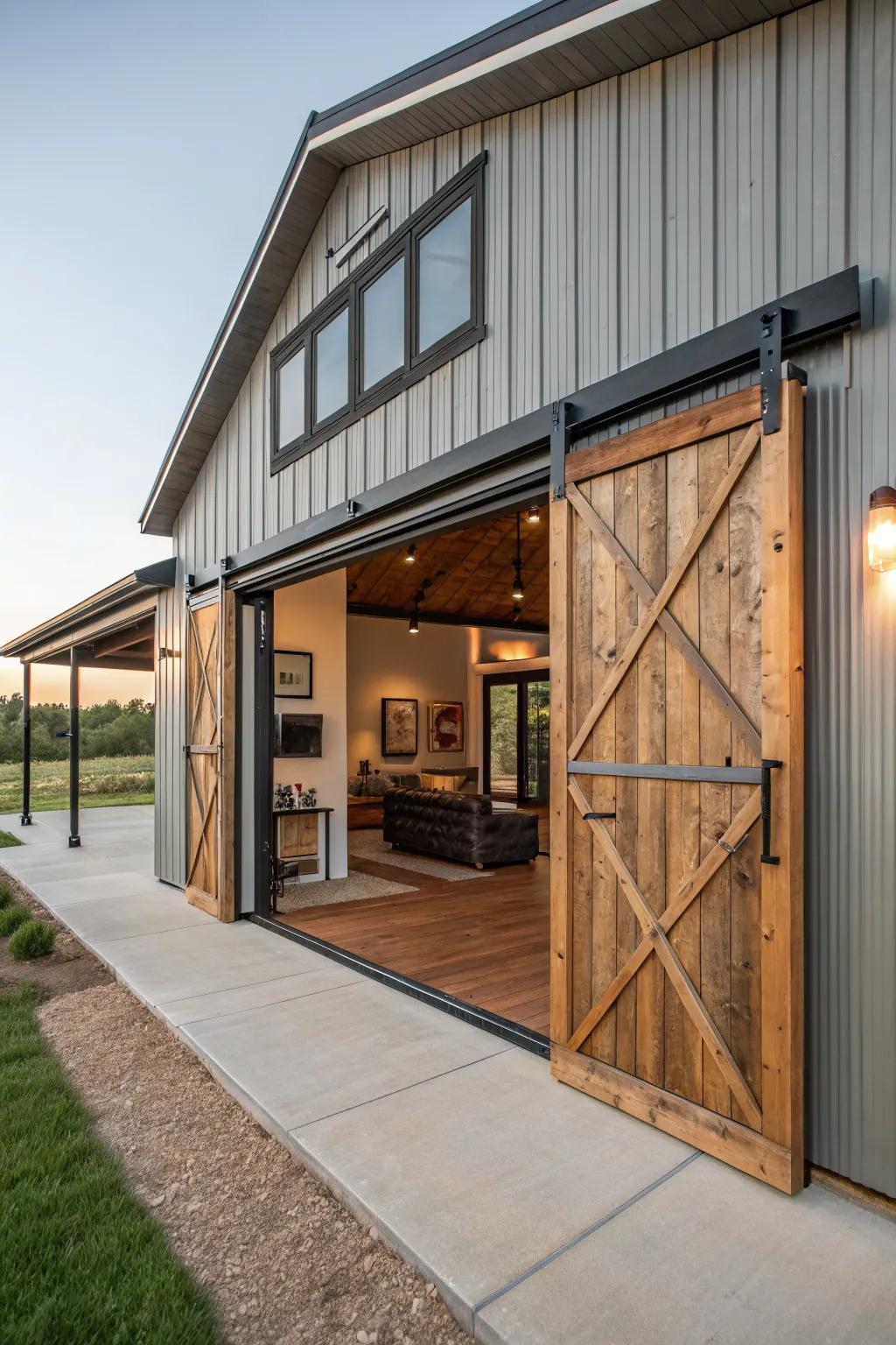 Unique sliding barn door design for a bold statement.