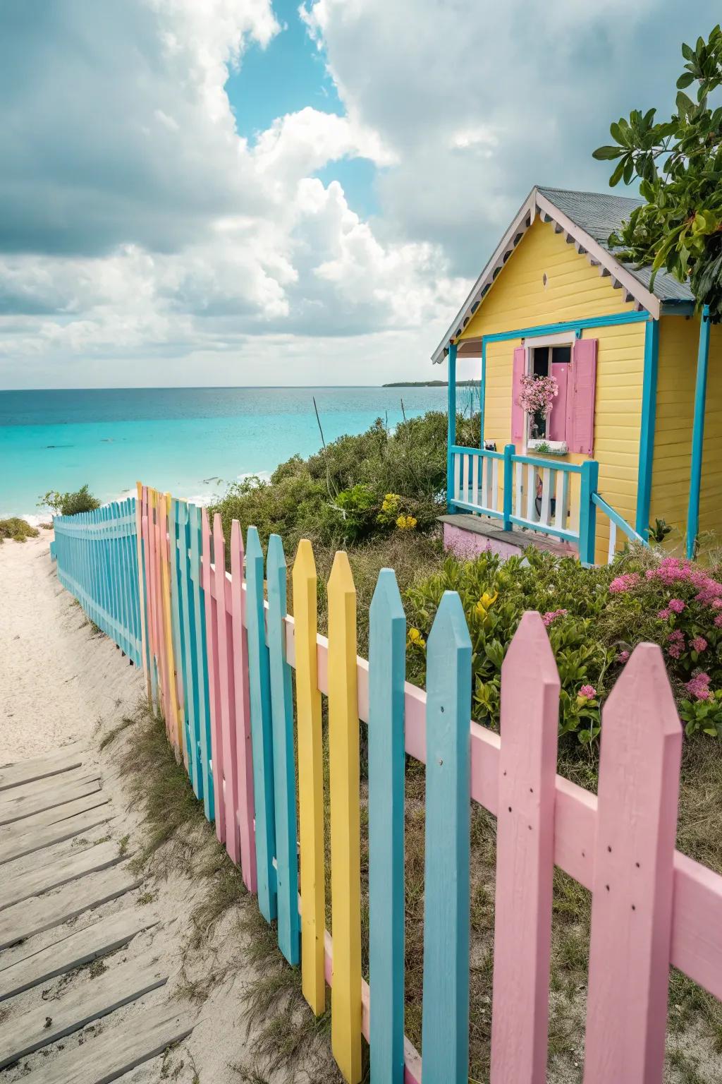 Add a playful touch with a colorful pastel fence.