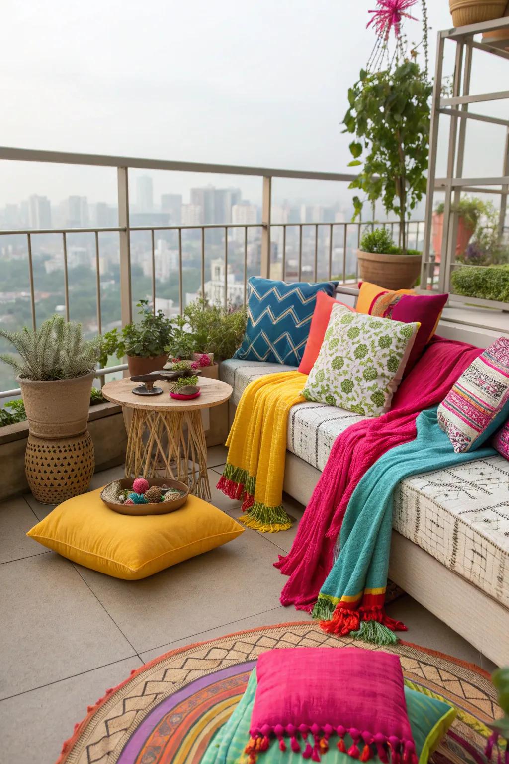 Textiles add color and comfort to your outdoor retreat.