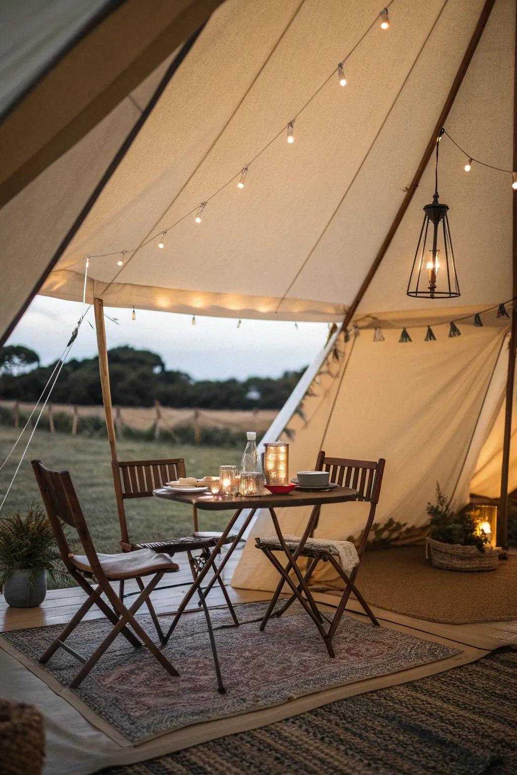 A functional dining area for intimate meals.