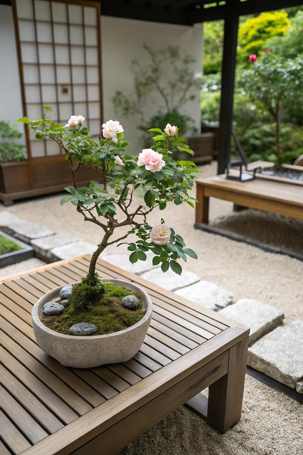 Bonsai roses offering a touch of artistry.