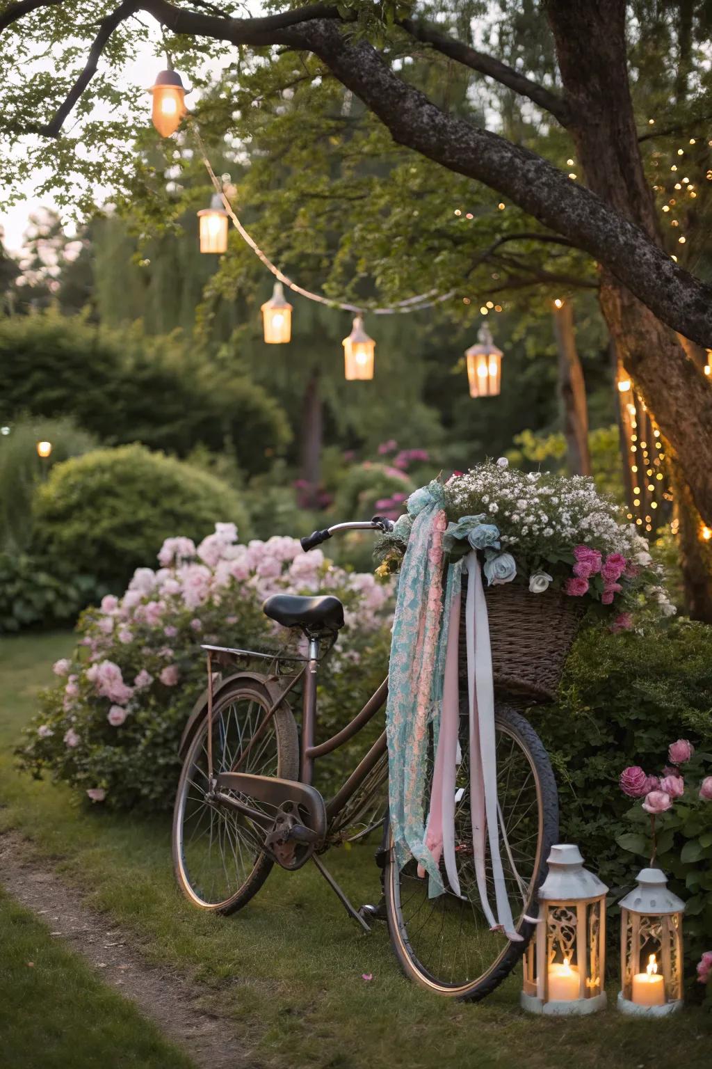 Transform your garden into a storybook with whimsical bicycle decorations.