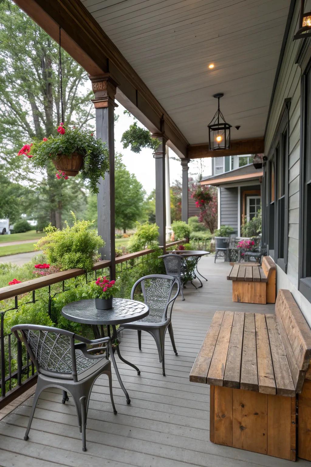 Mixing styles adds character to your porch.