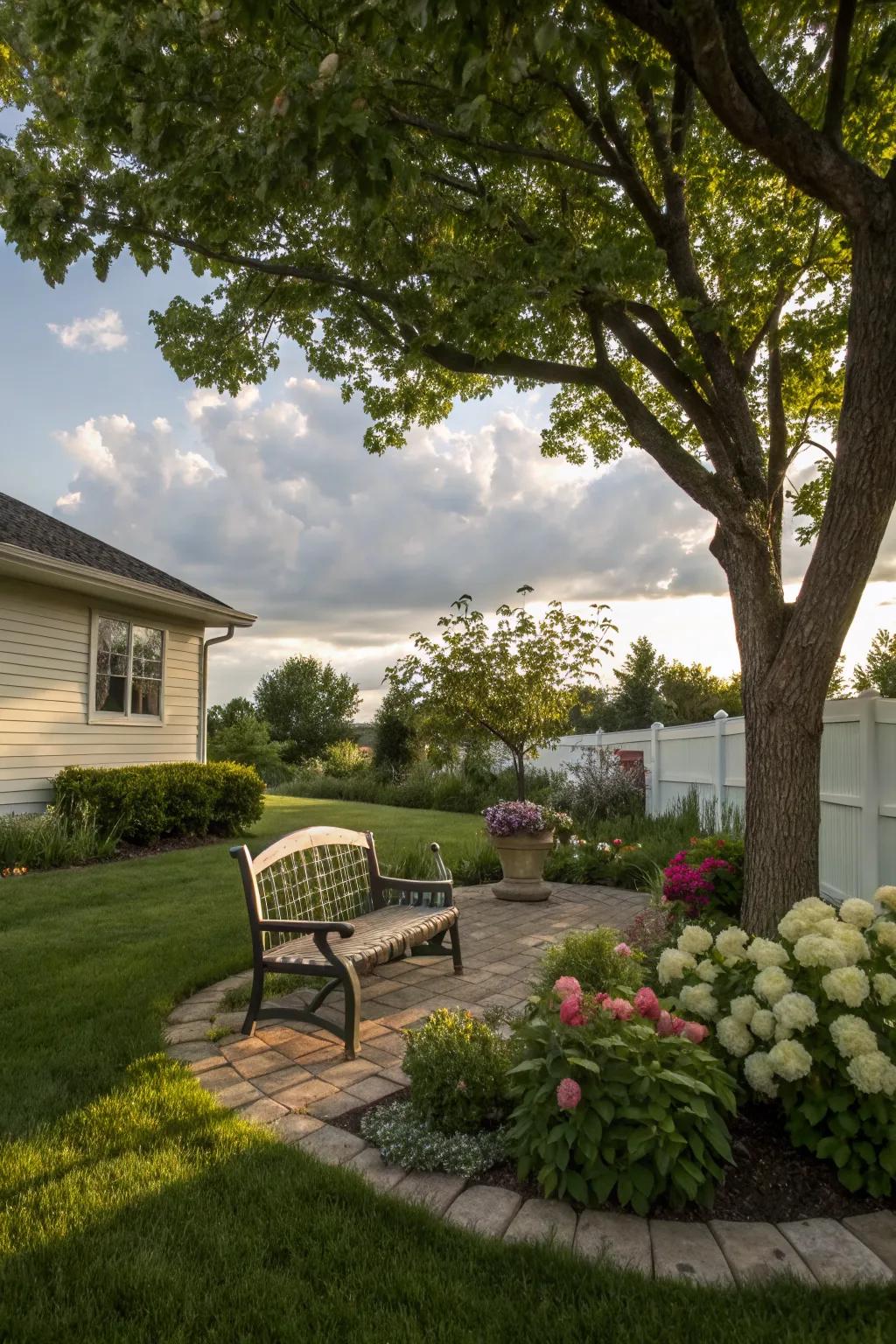 A relaxing seating area perfect for enjoying the front yard.