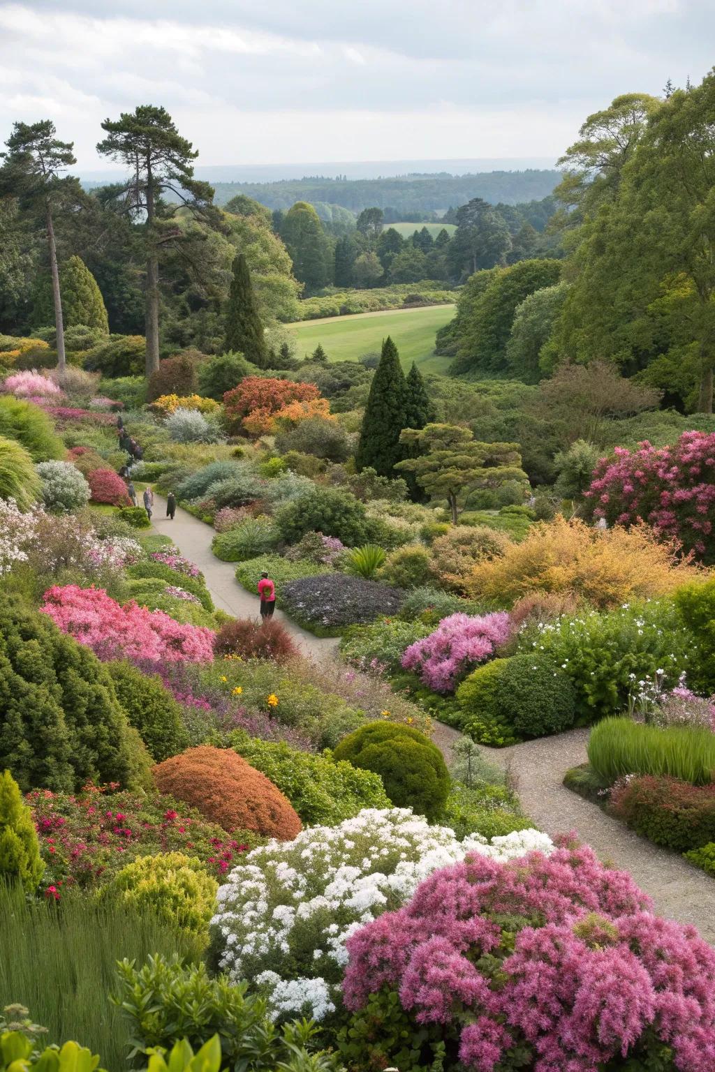 A vibrant mix of diverse plant varieties creating a dynamic garden scene.