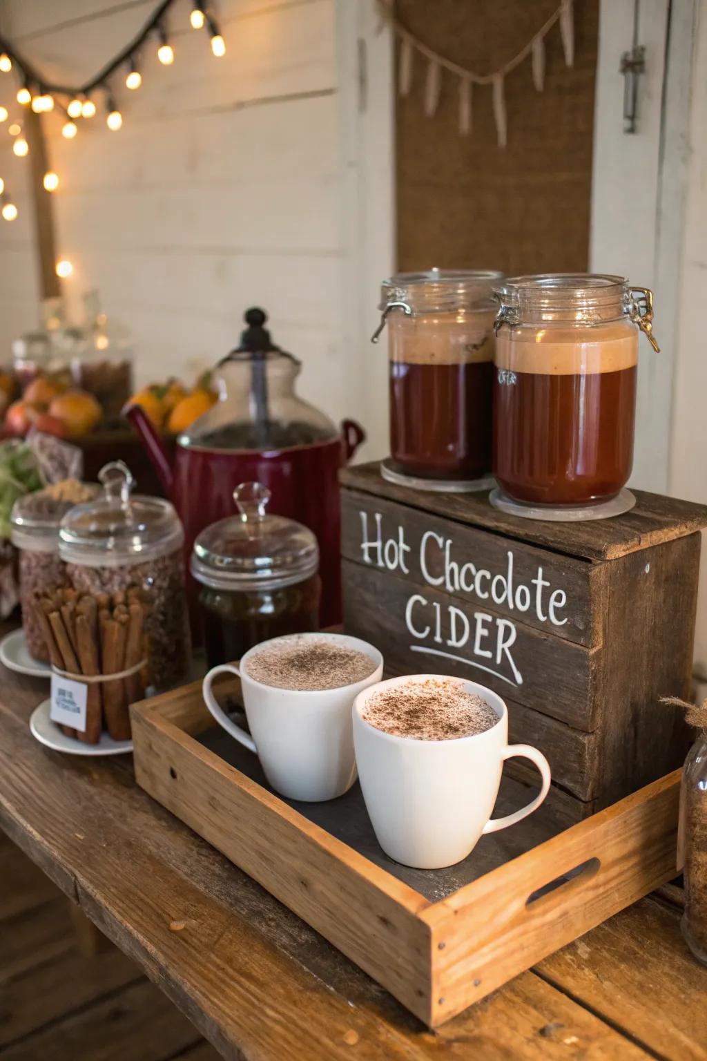 A drinks station adds warmth and charm to your party.