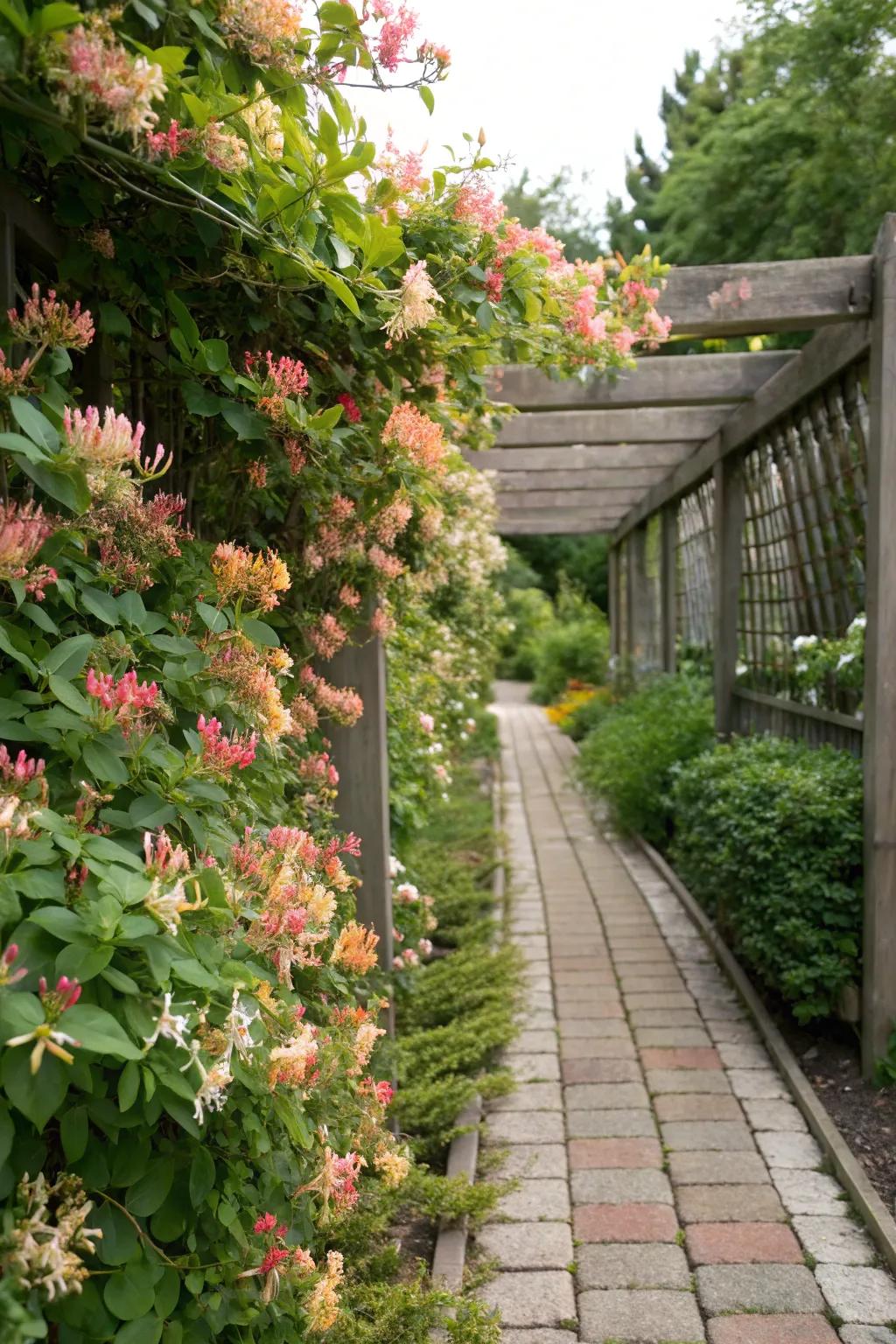 Scented climbers add fragrance and charm to the garden.