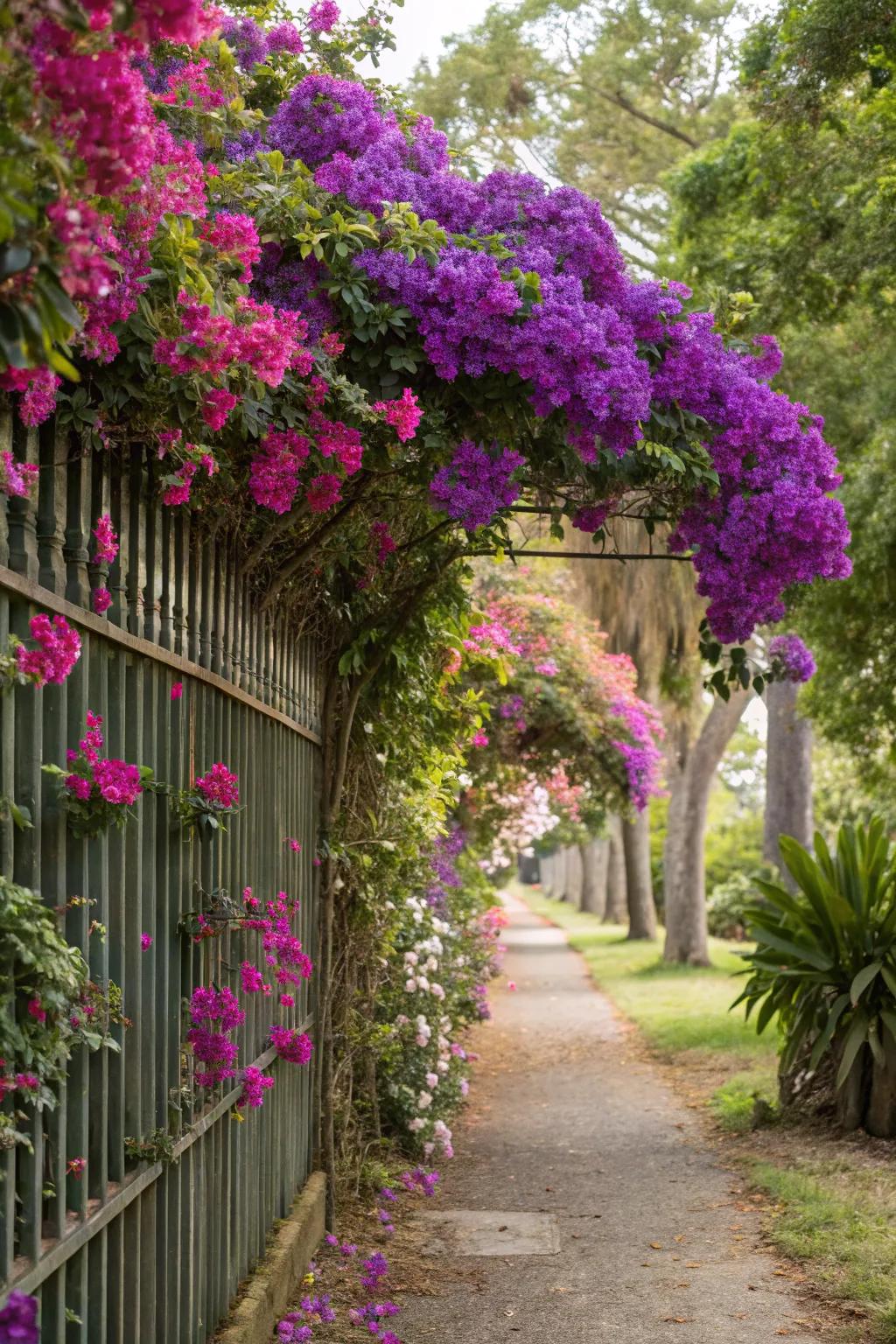 A cascading bougainvillea adds elegance to your garden.