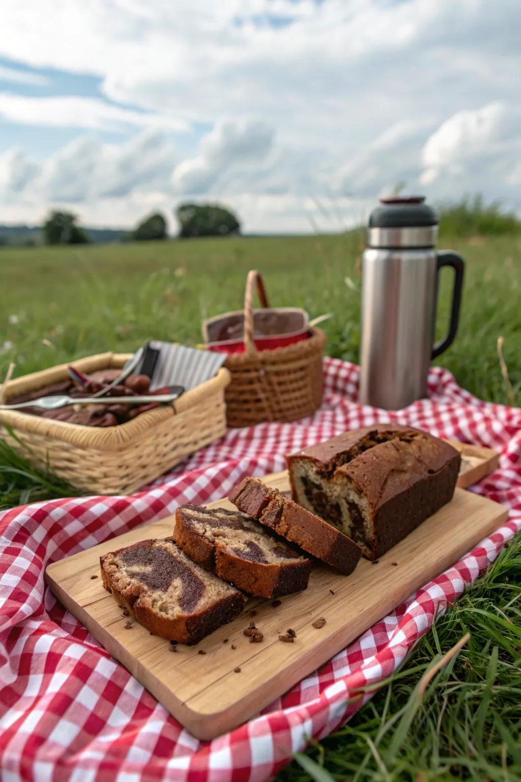Indulge in the rich flavors of homemade chocolate banana bread.