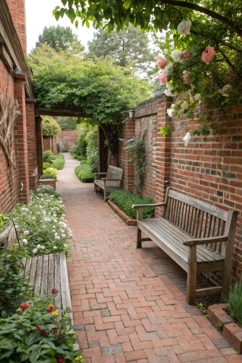 Built-in benches offer sleek seating solutions.