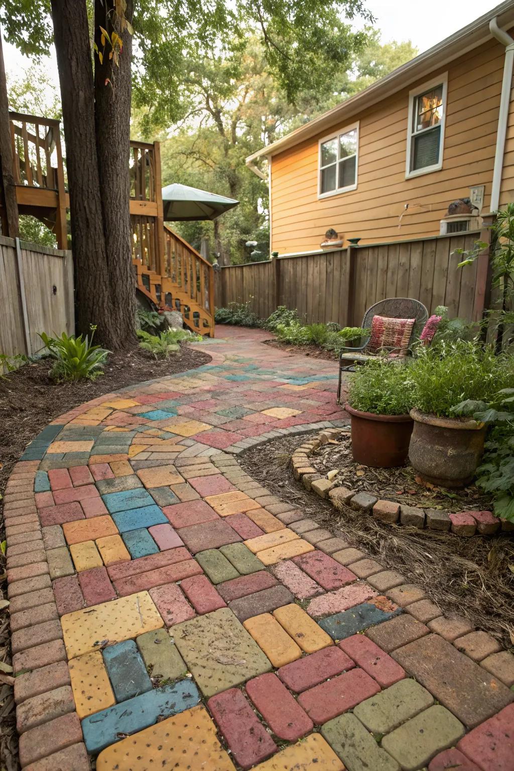 Bring vibrancy to your backyard with eclectic paver patterns.
