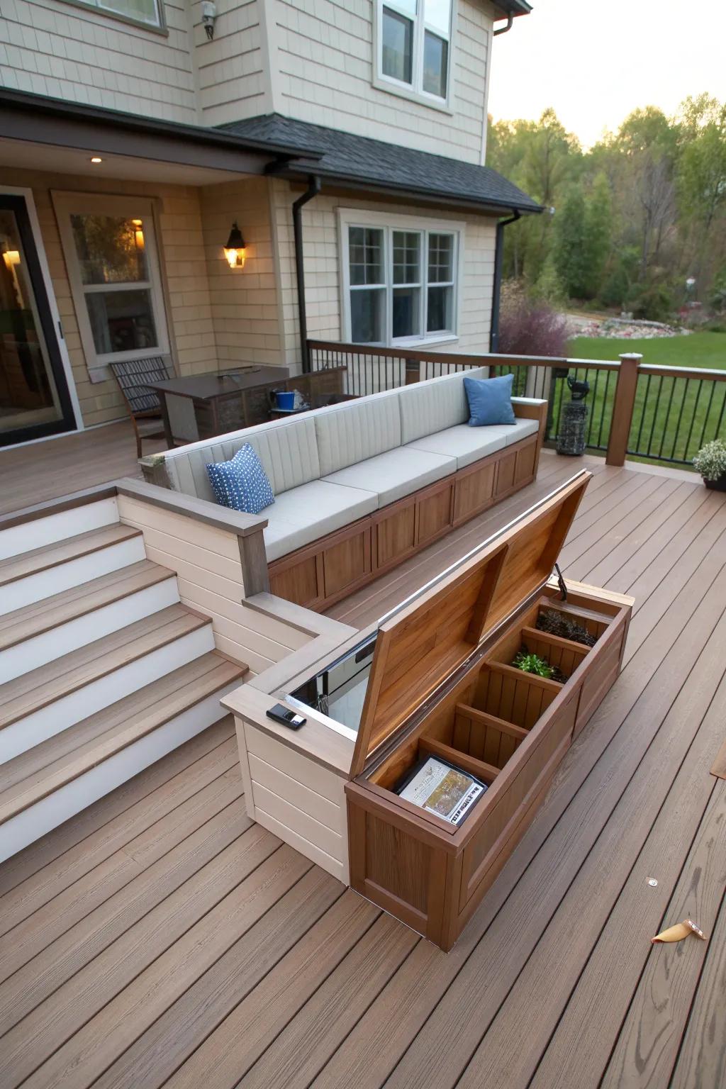 Multi-functional seating with hidden storage solutions.