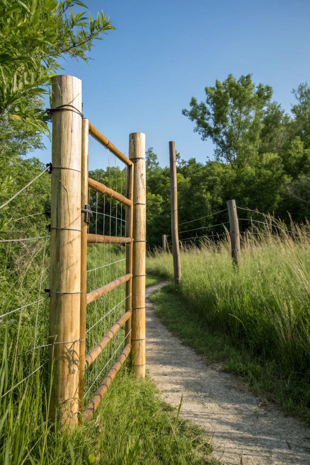 Bamboo posts make this gate eco-friendly.