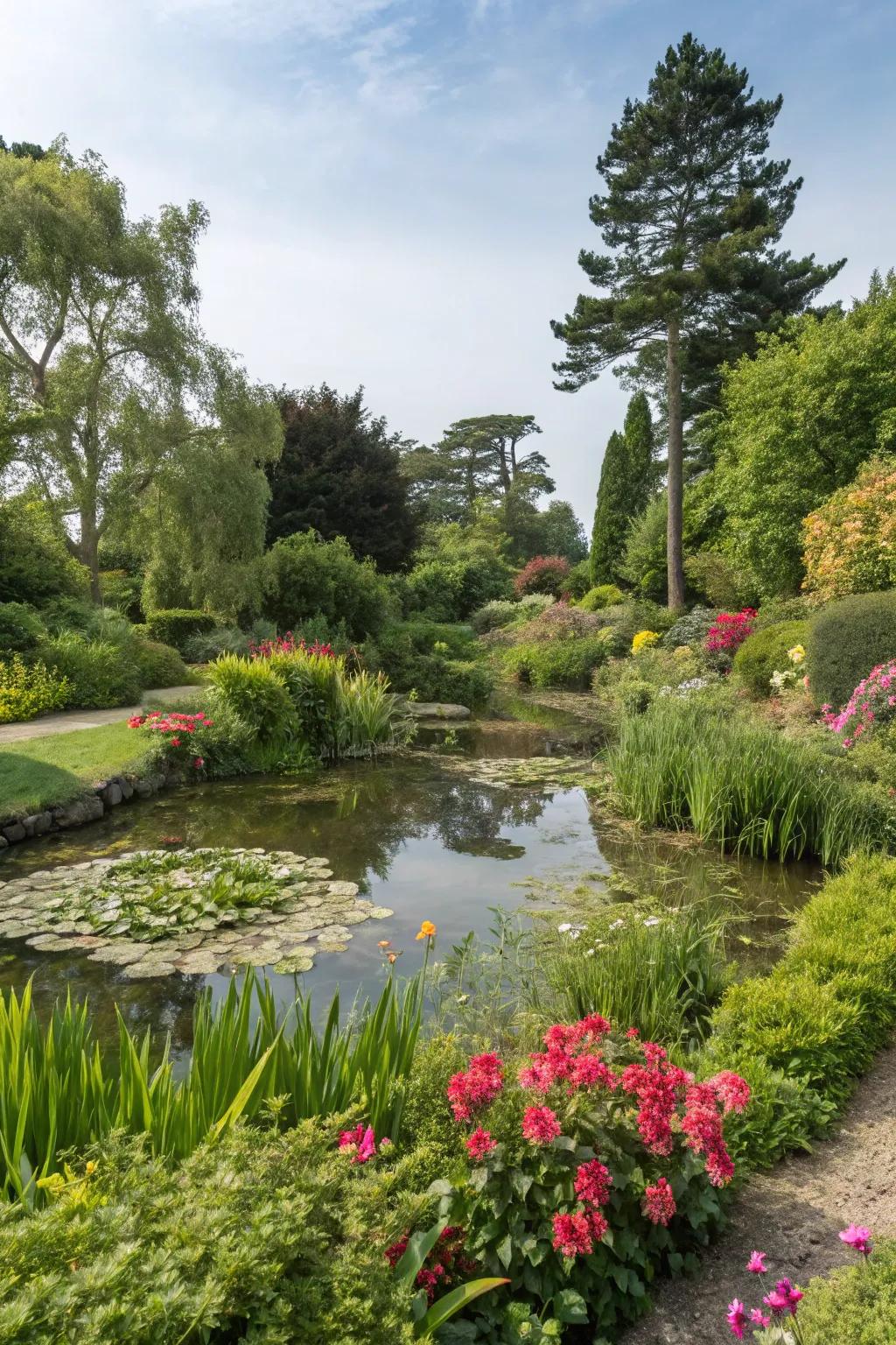 A calming water feature adding tranquility to the garden.