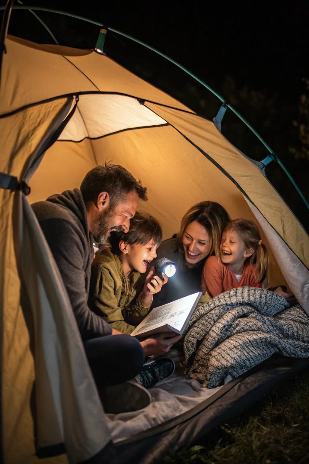 Flashlight storytelling brings the campfire tales alive.