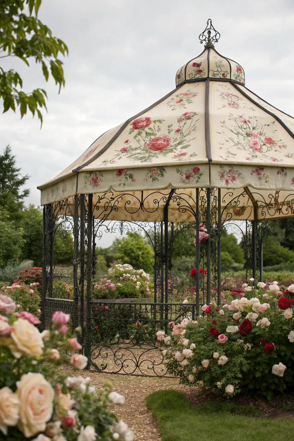 A classic English garden canopy tent for elegant gatherings.