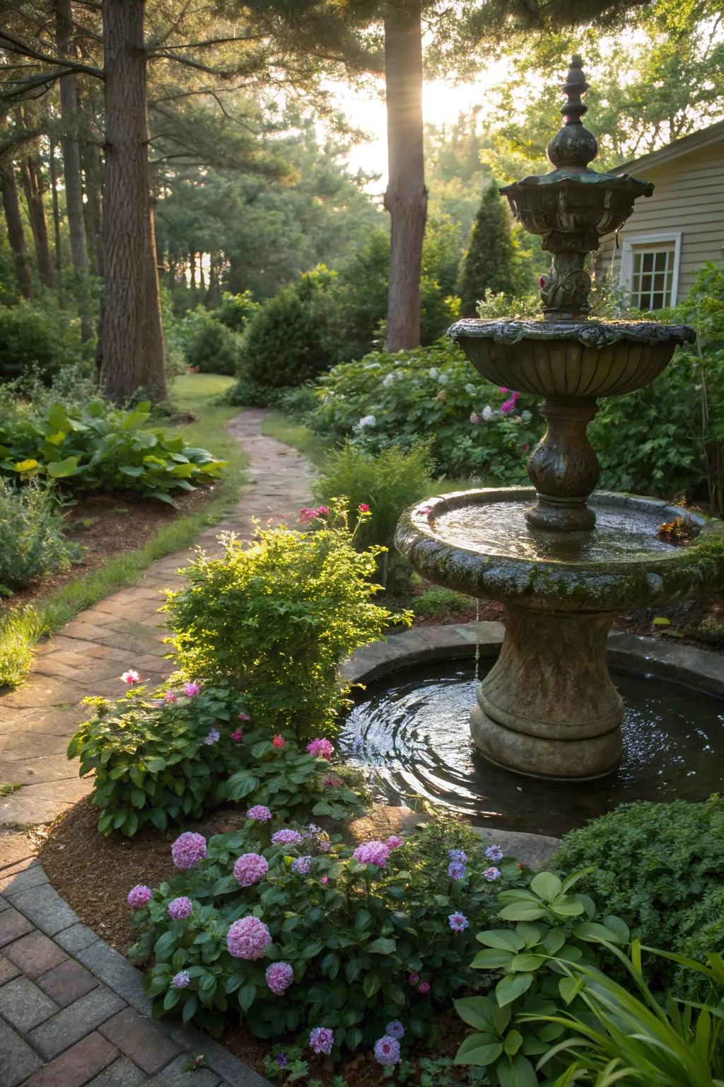 A water feature adding tranquility and charm.