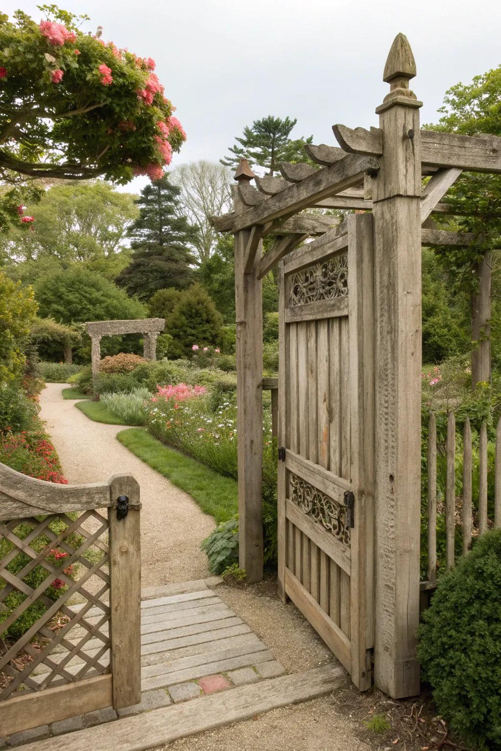 Cedar gate adds a welcoming touch to any fence line.