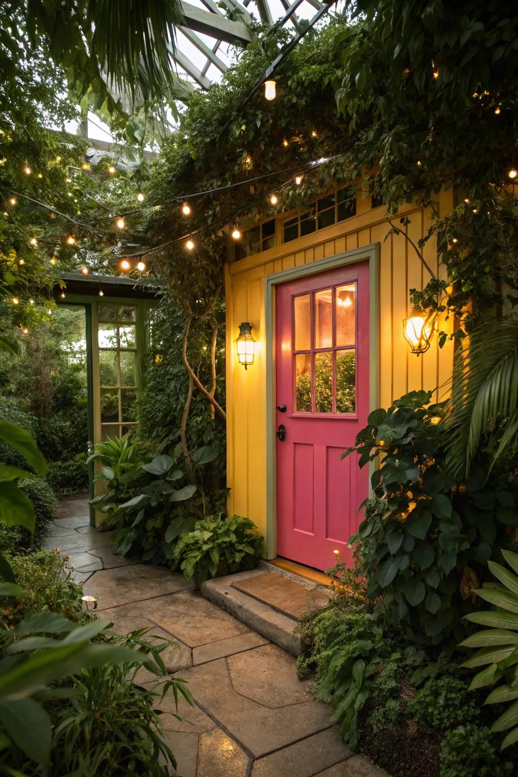 Eclectic details add personality to this charming garden room.