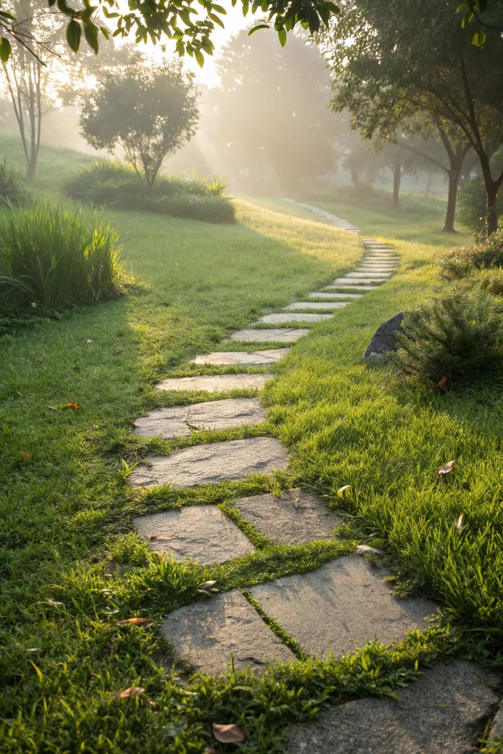 Stepping stones create an inviting path.