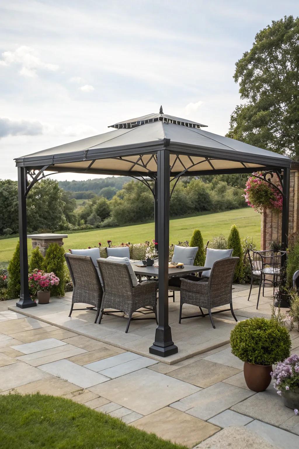 A convenient pop-up pergola for easy and quick setup.