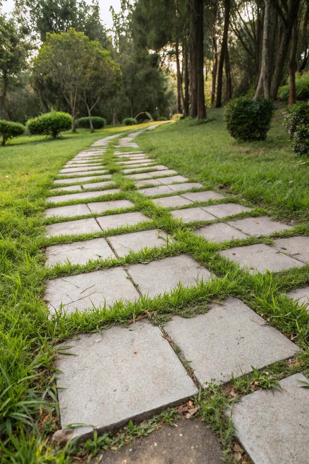 Grass pavers blend seamlessly with natural surroundings.