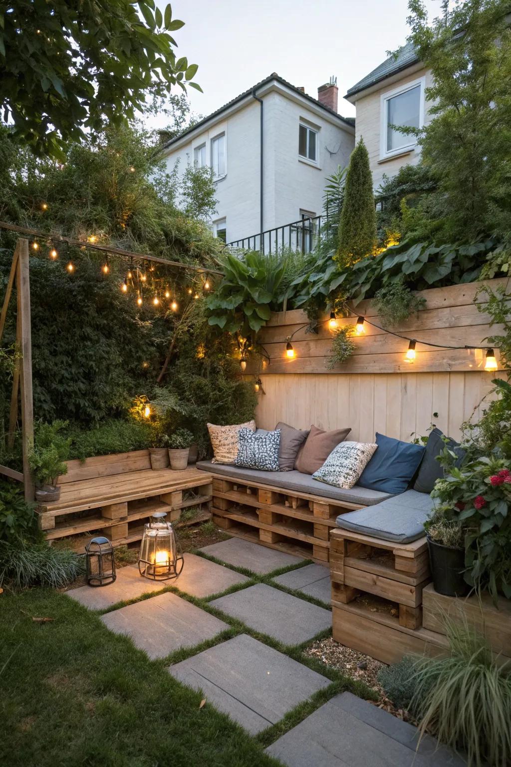A cozy seating nook offers a personal retreat in your garden.