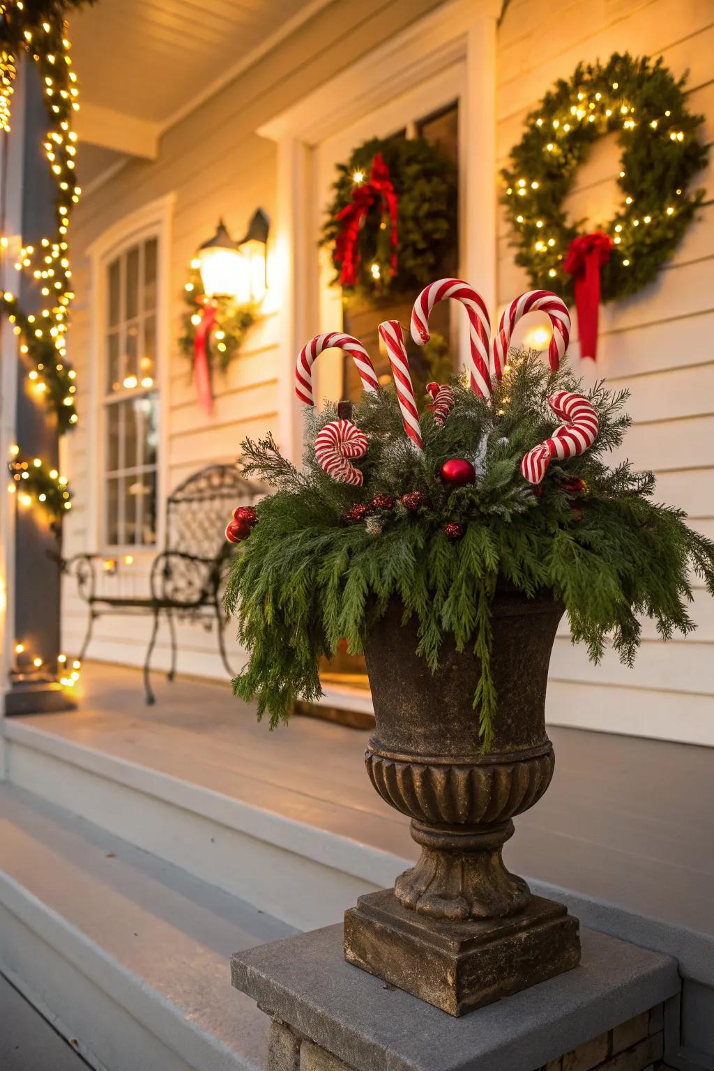 Candy canes add a sweet festive touch.
