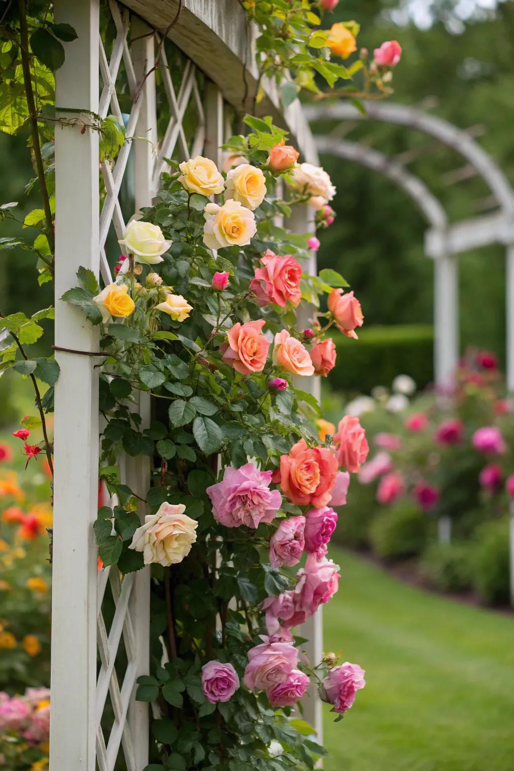 Brighten your garden with a colorful variety of climbing roses.