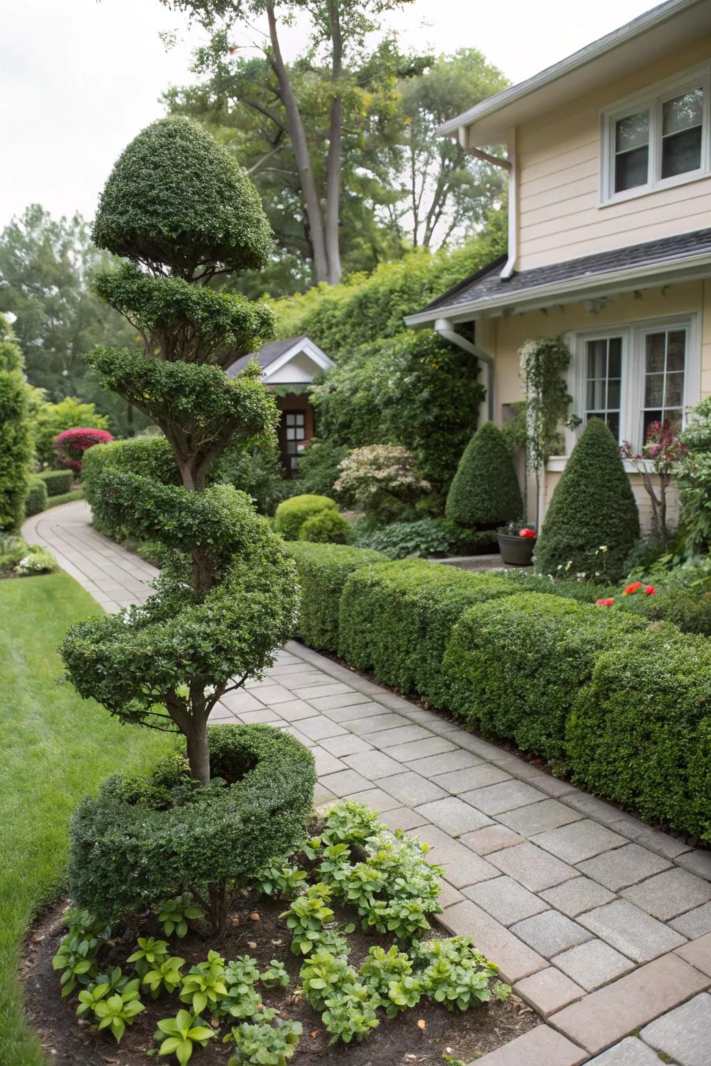 Artistic flair with a shaped clusia hedge.