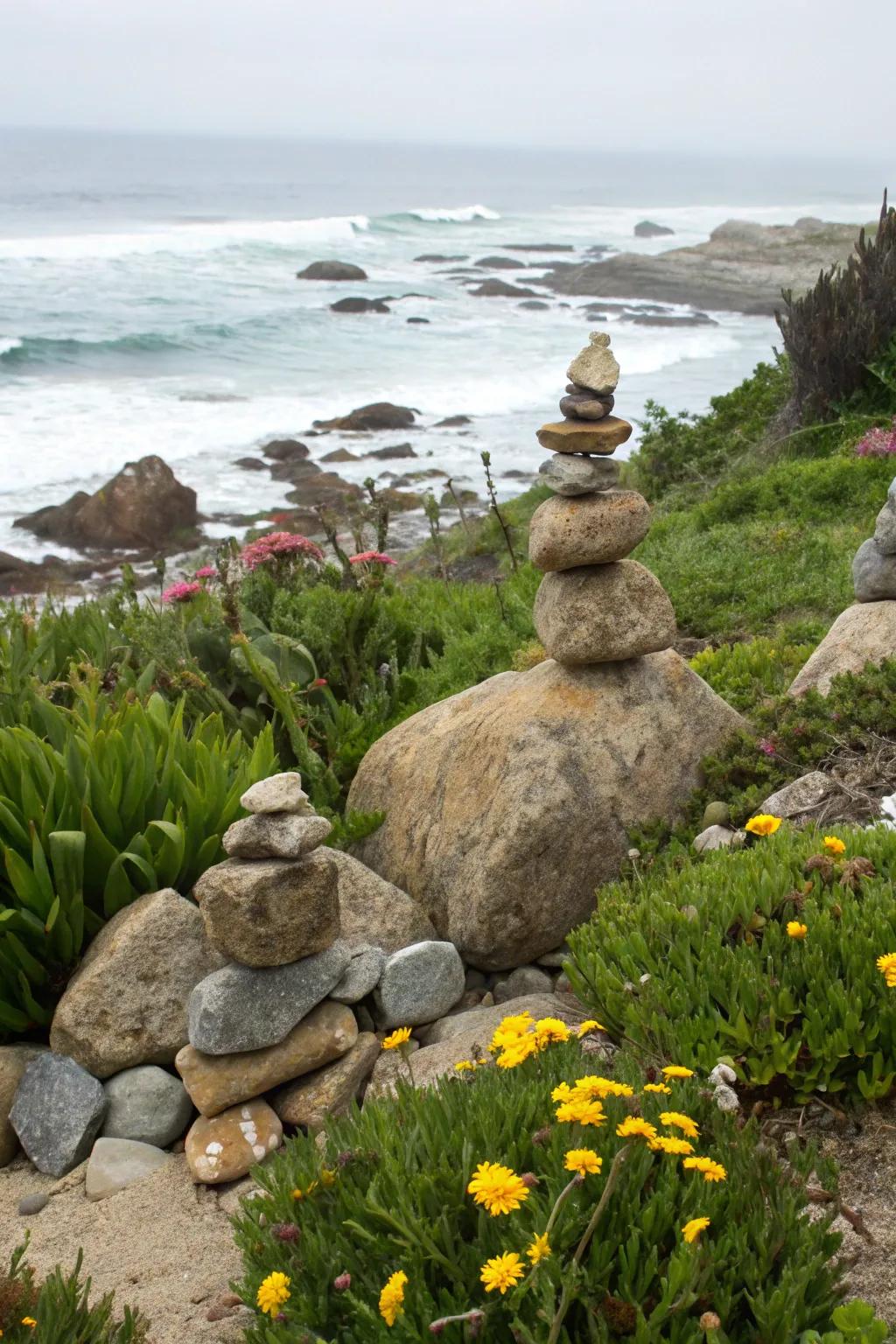 Rocks and boulders bring a touch of the coast to your garden.
