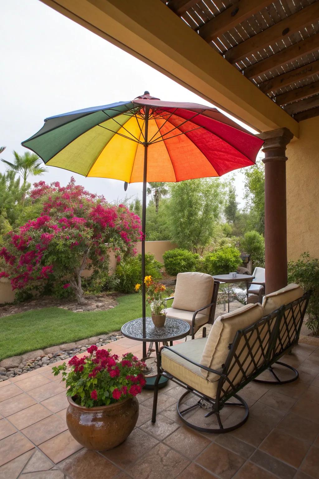 Shade structures provide protection and aesthetic appeal.