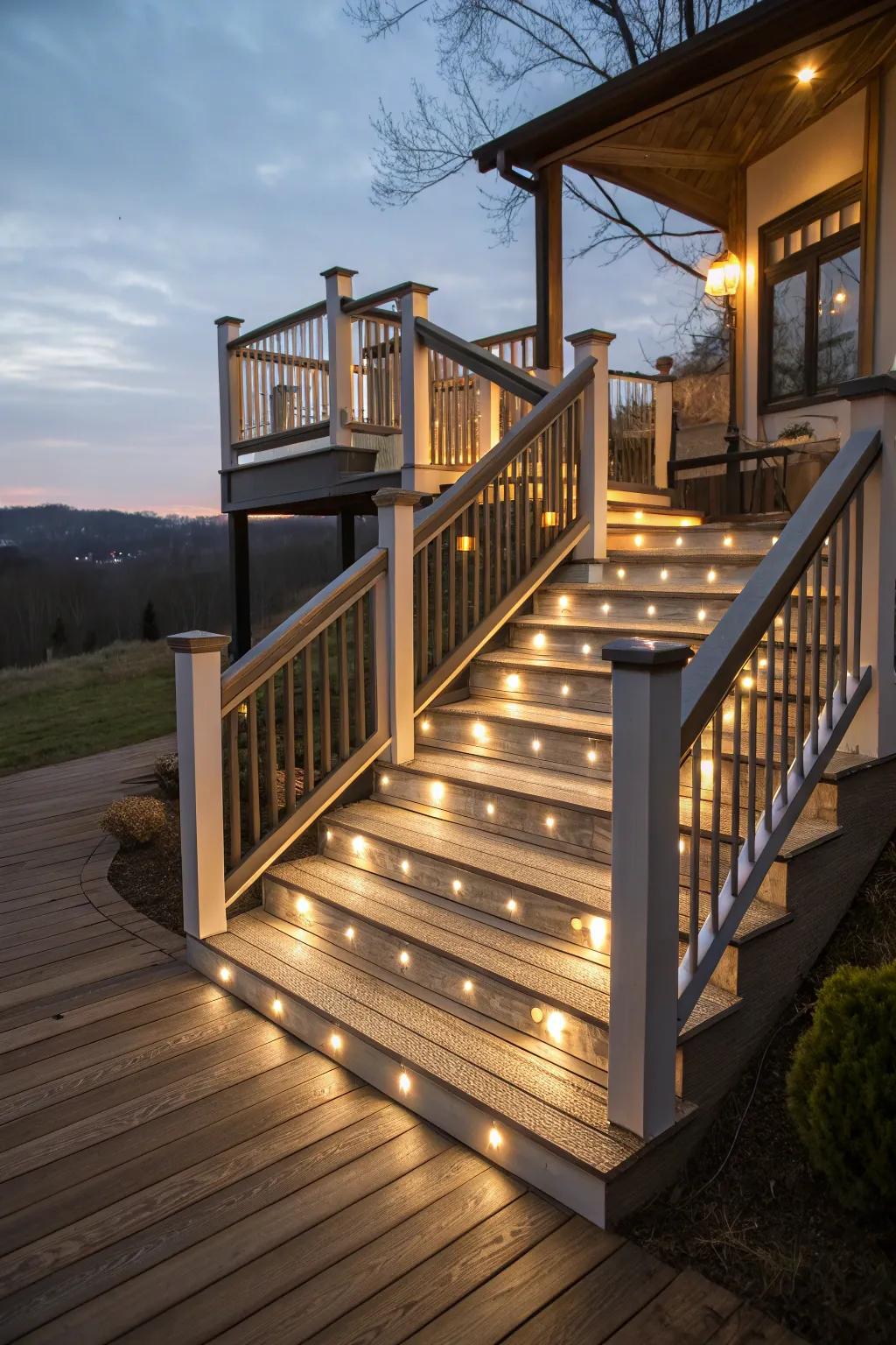 Deck lighting transforms your space into a magical nighttime retreat.