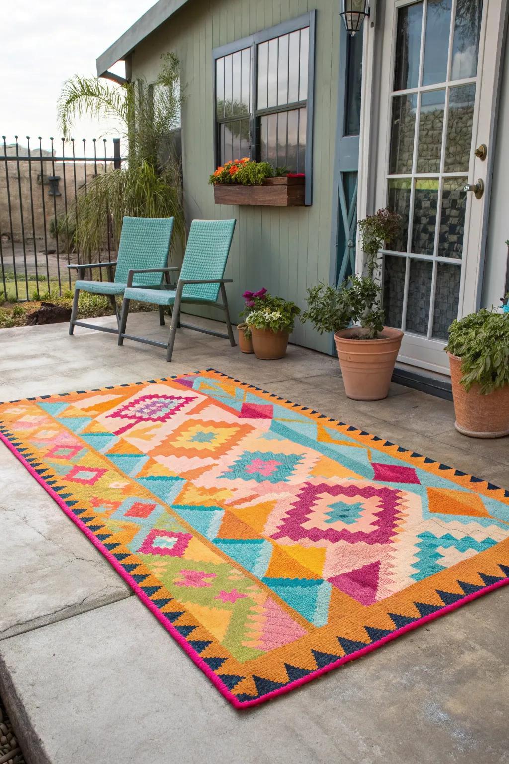 Outdoor rugs instantly enhance your patio's appeal.