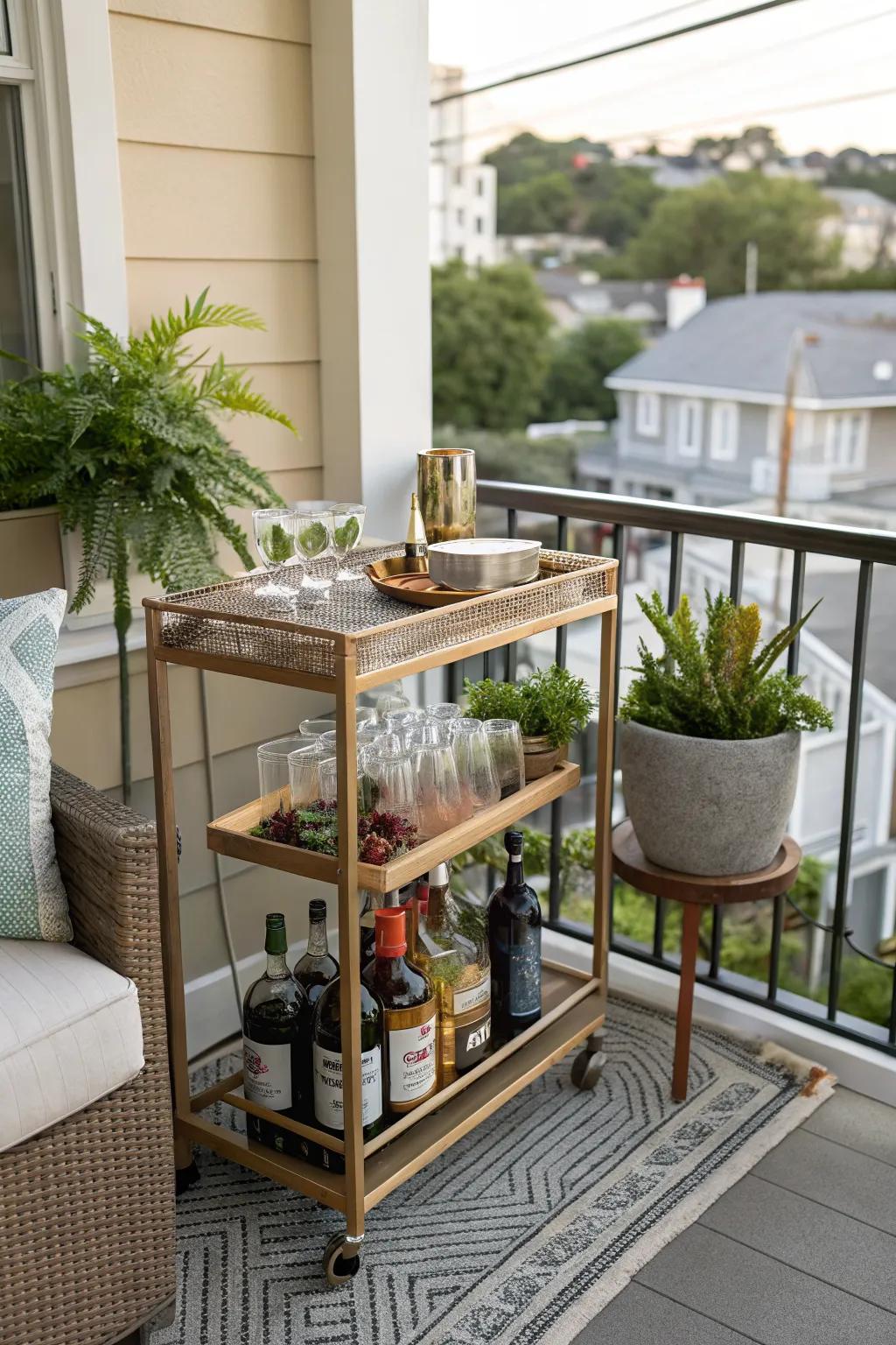 Include a bar cart to keep your gatherings lively and convenient.