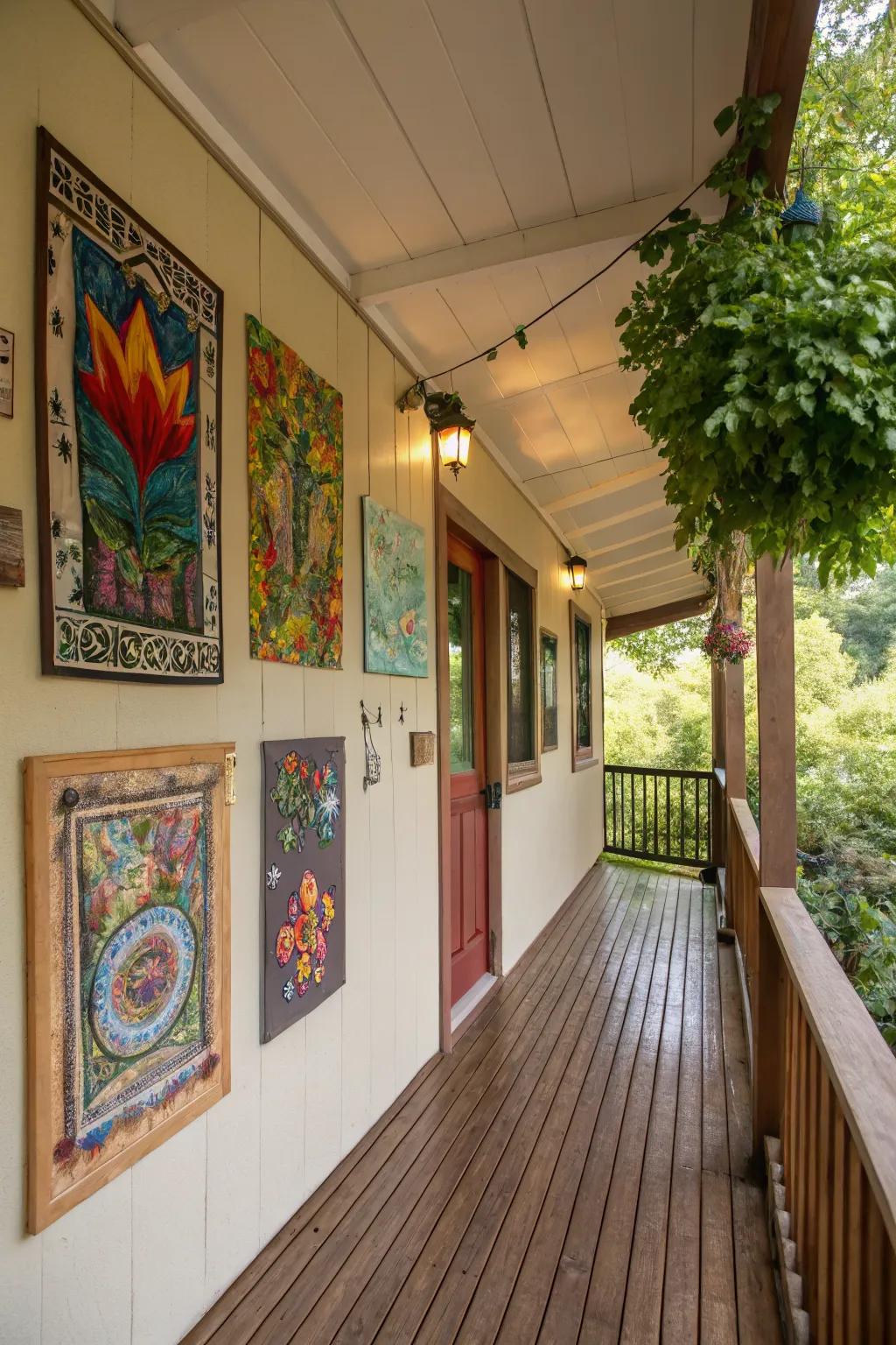 Express your style with creative wall art on your porch.
