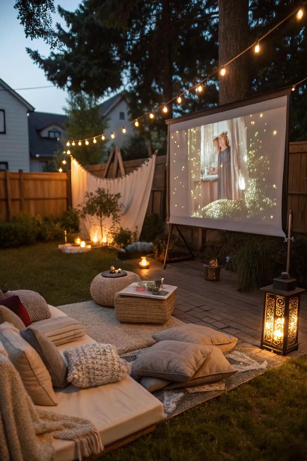 Enjoy movie nights in your own backyard theater.