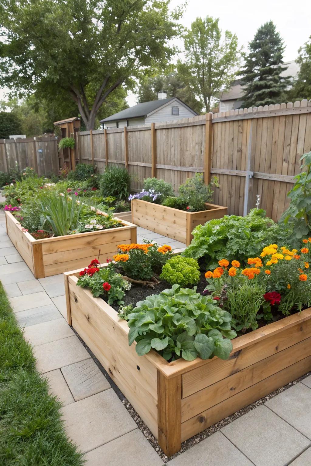 Cultivate beauty and produce with raised planter beds.