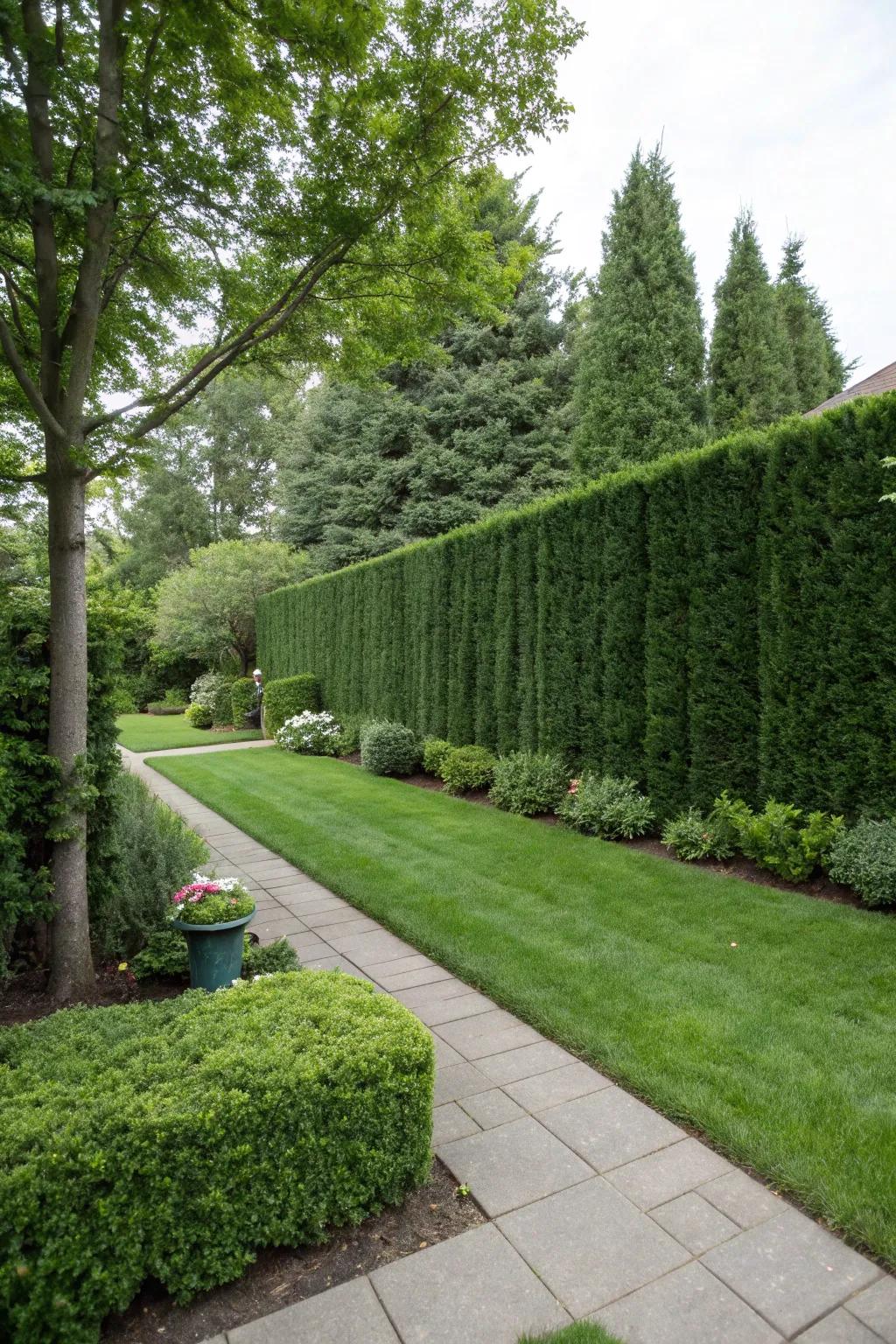 Dense hedges offer a natural and effective privacy screen.