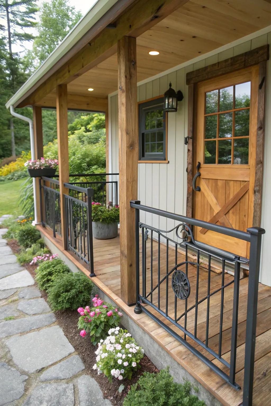 Mixing materials offers a fresh and modern porch look.