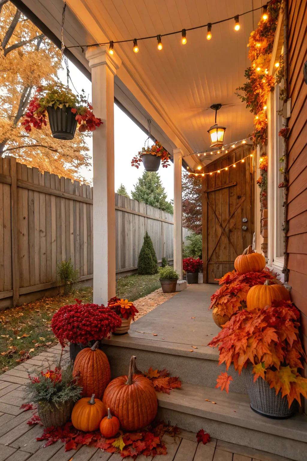 Seasonal decor keeps the porch festive and fresh.
