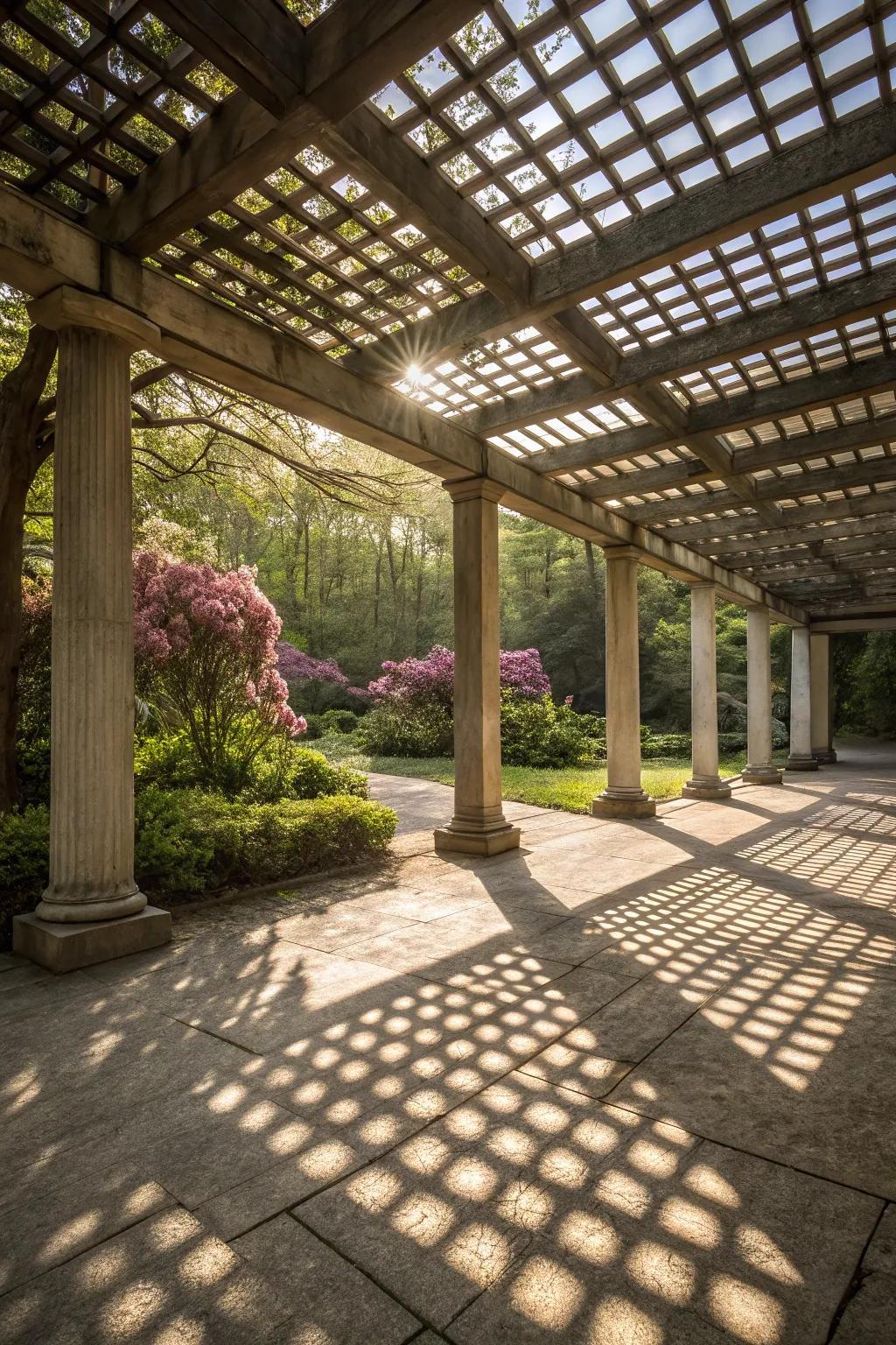 Enjoy the airy charm of a pergola-style pavilion.