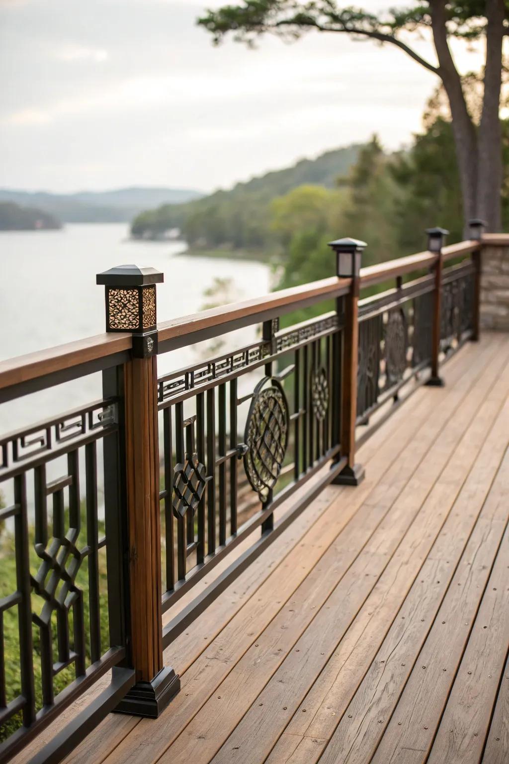 Bold horizontal lines create a sleek, modern craftsman railing.