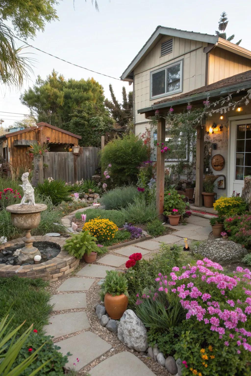 Eclectic decor makes your garden truly personal.