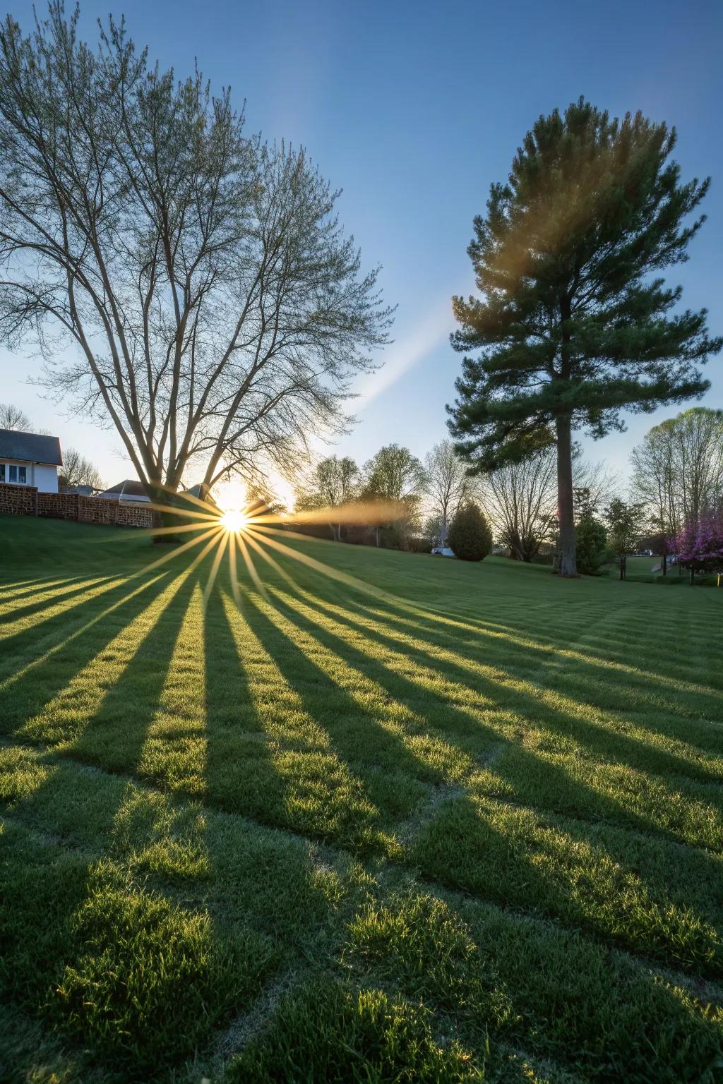 Sunburst patterns energize your lawn with dynamic design.