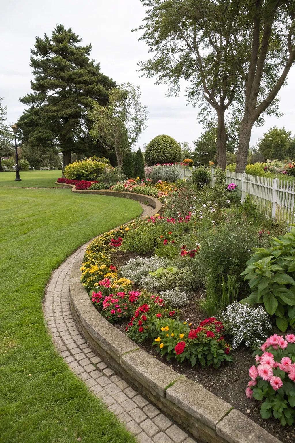 Curved beds in small gardens create a sense of space.